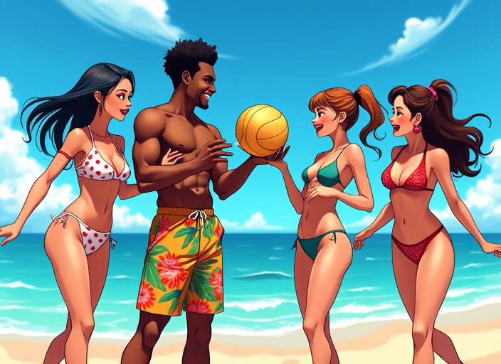 Anime-Diverse-Characters-Beach-Volleyball
