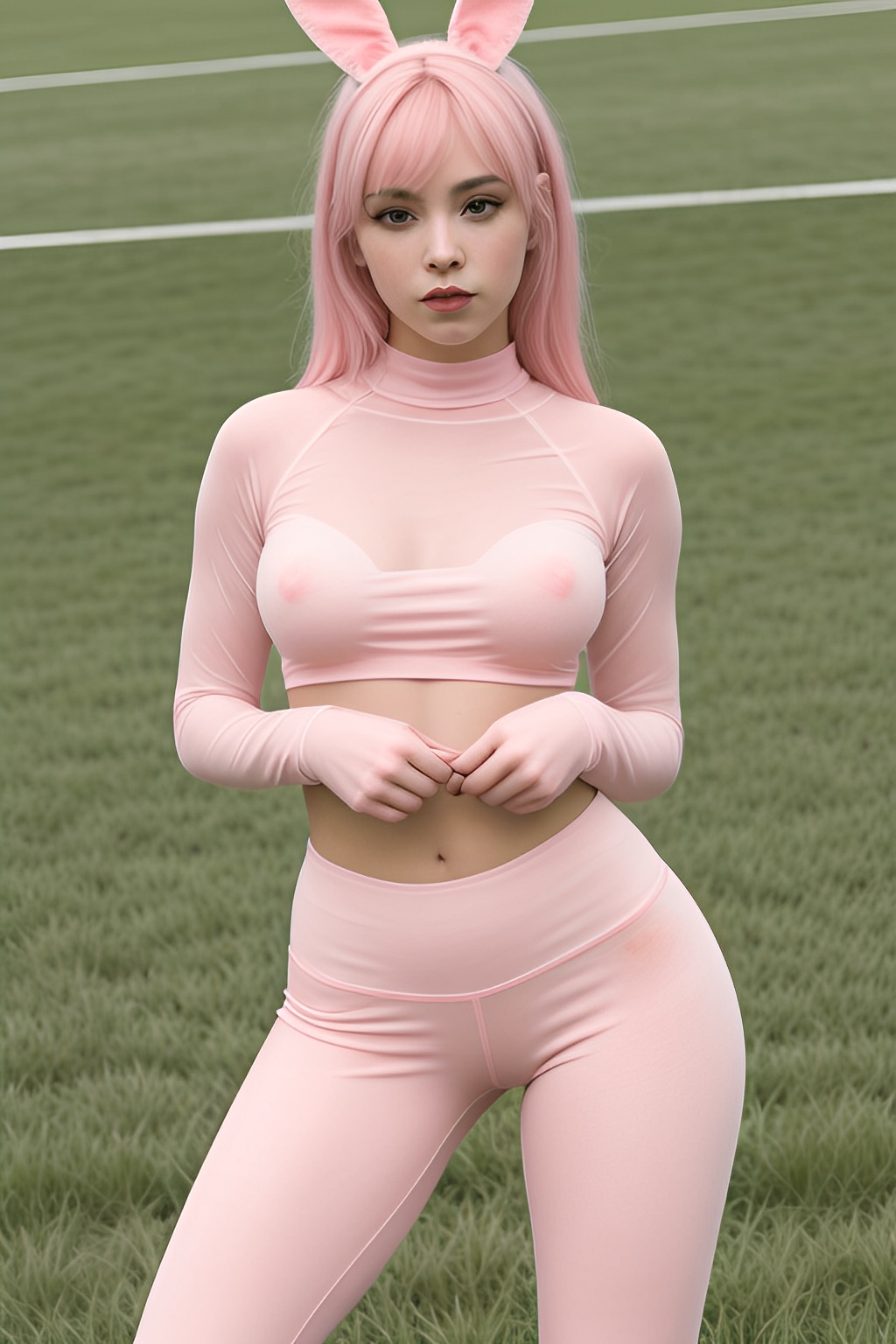 Pink-Haired Bunny Girl on Field