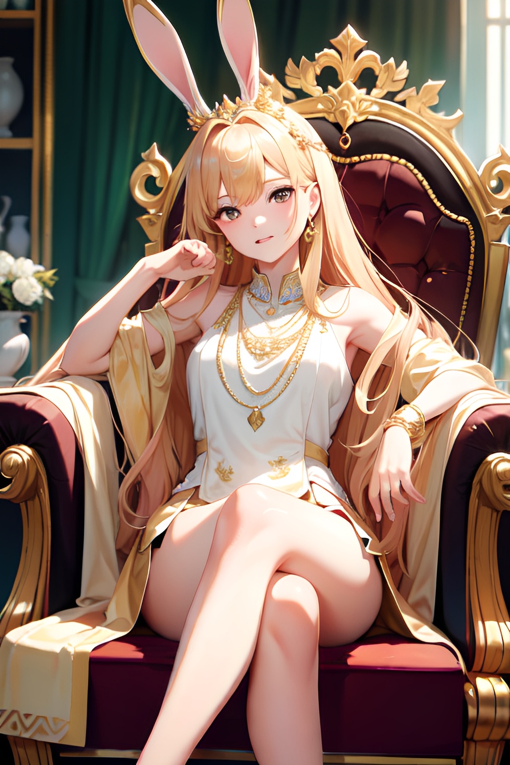Royal Asian Bunny on Throne